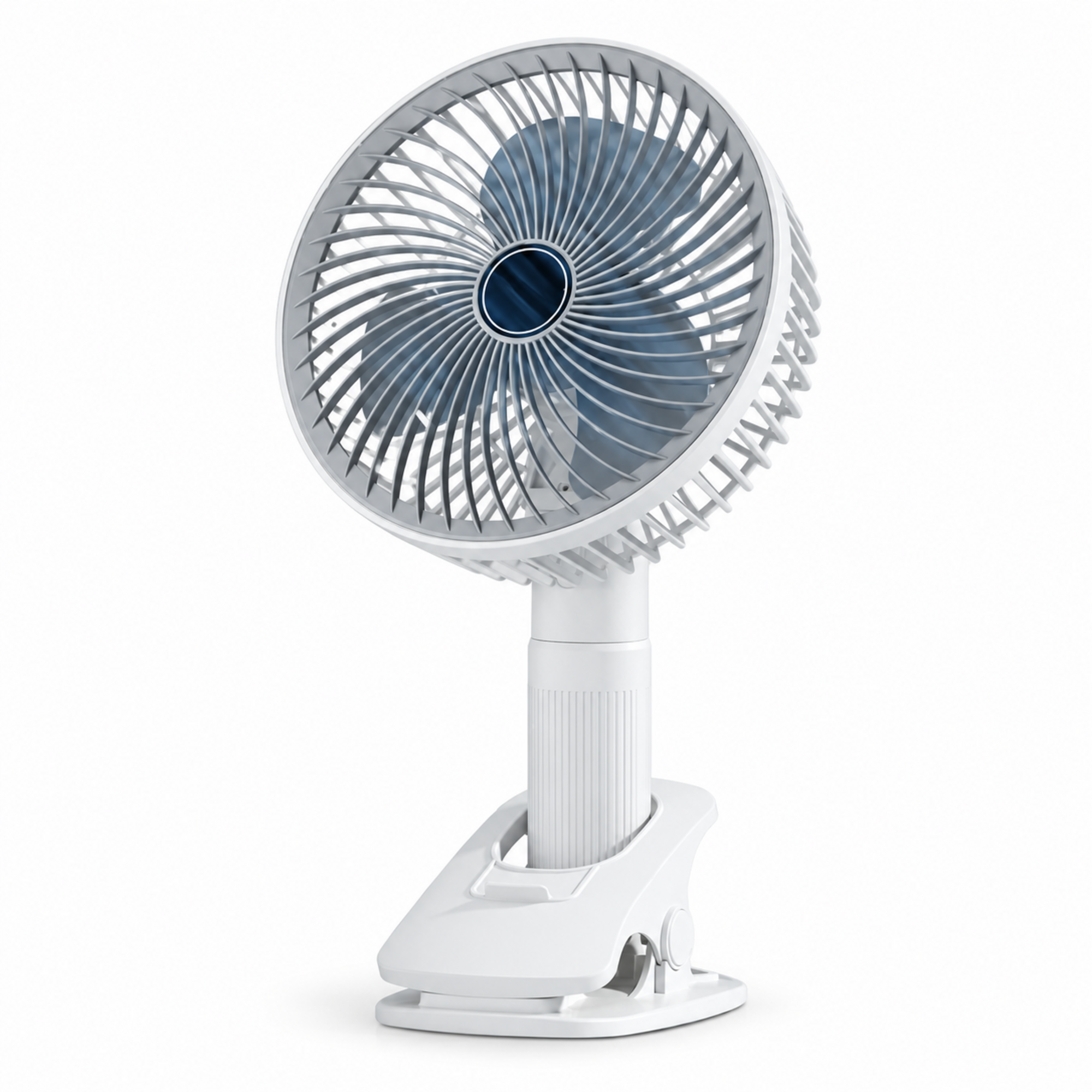Rechargeable Clip-On Fan – 360° Rotation, 3 Speeds, USB Powered with Phone Holder